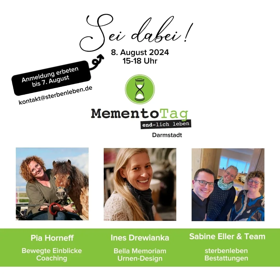 mementotag-darmstadt-programm-2024 Programmflyer zum MementoTag Darmstadt am 8. August 2024 mit Fotos der Mitwirkenden.